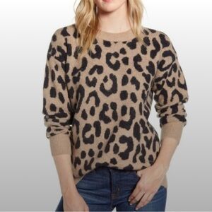 J. Crew Animal Print Sweater - Tan and Black